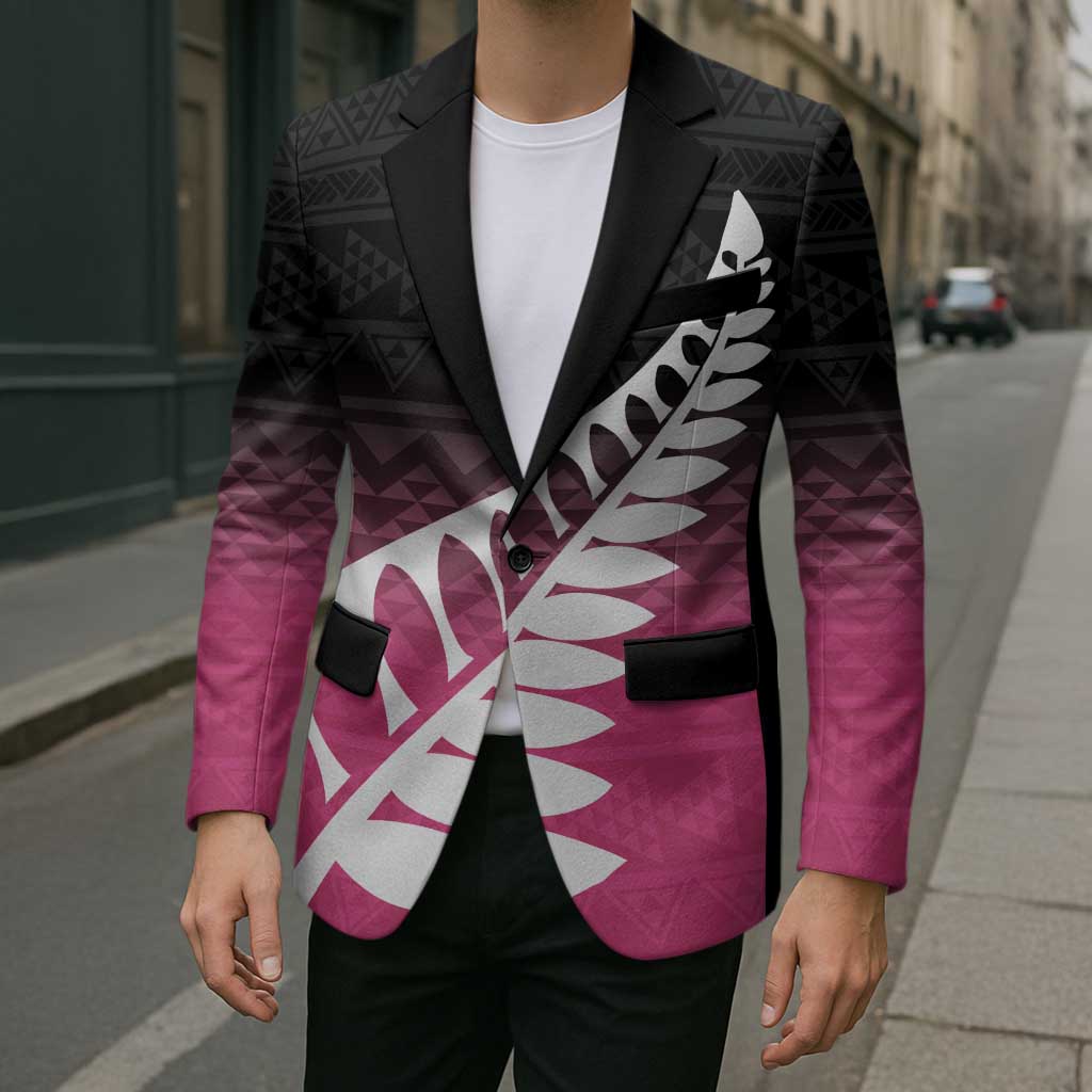 Pink Silver Fern Spirit Taniko Tukutuku Personalised Blazer - Aussie Hoodie