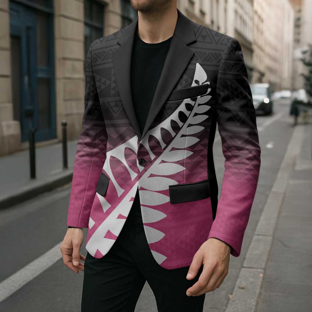 Pink Silver Fern Spirit Taniko Tukutuku Personalised Blazer - Aussie Hoodie