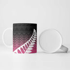 Pink Silver Fern Spirit Taniko Tukutuku Personalised Ceramic Mug - Aussie Hoodie