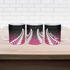 Pink Silver Fern Spirit Taniko Tukutuku Personalised Ceramic Mug - Aussie Hoodie
