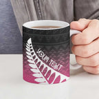 Pink Silver Fern Spirit Taniko Tukutuku Personalised Ceramic Mug - Aussie Hoodie