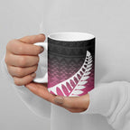 Pink Silver Fern Spirit Taniko Tukutuku Personalised Ceramic Mug - Aussie Hoodie