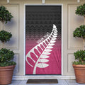 Pink Silver Fern Spirit Taniko Tukutuku Personalised Door Cover - Aussie Hoodie