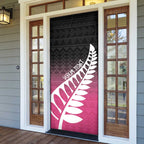 Pink Silver Fern Spirit Taniko Tukutuku Personalised Door Cover - Aussie Hoodie