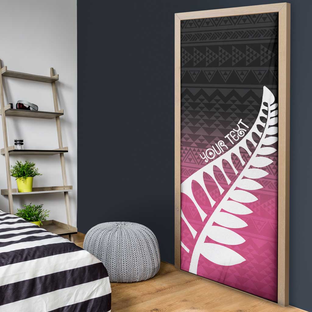 Pink Silver Fern Spirit Taniko Tukutuku Personalised Door Cover - Aussie Hoodie