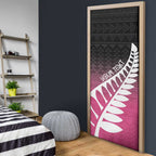 Pink Silver Fern Spirit Taniko Tukutuku Personalised Door Cover - Aussie Hoodie