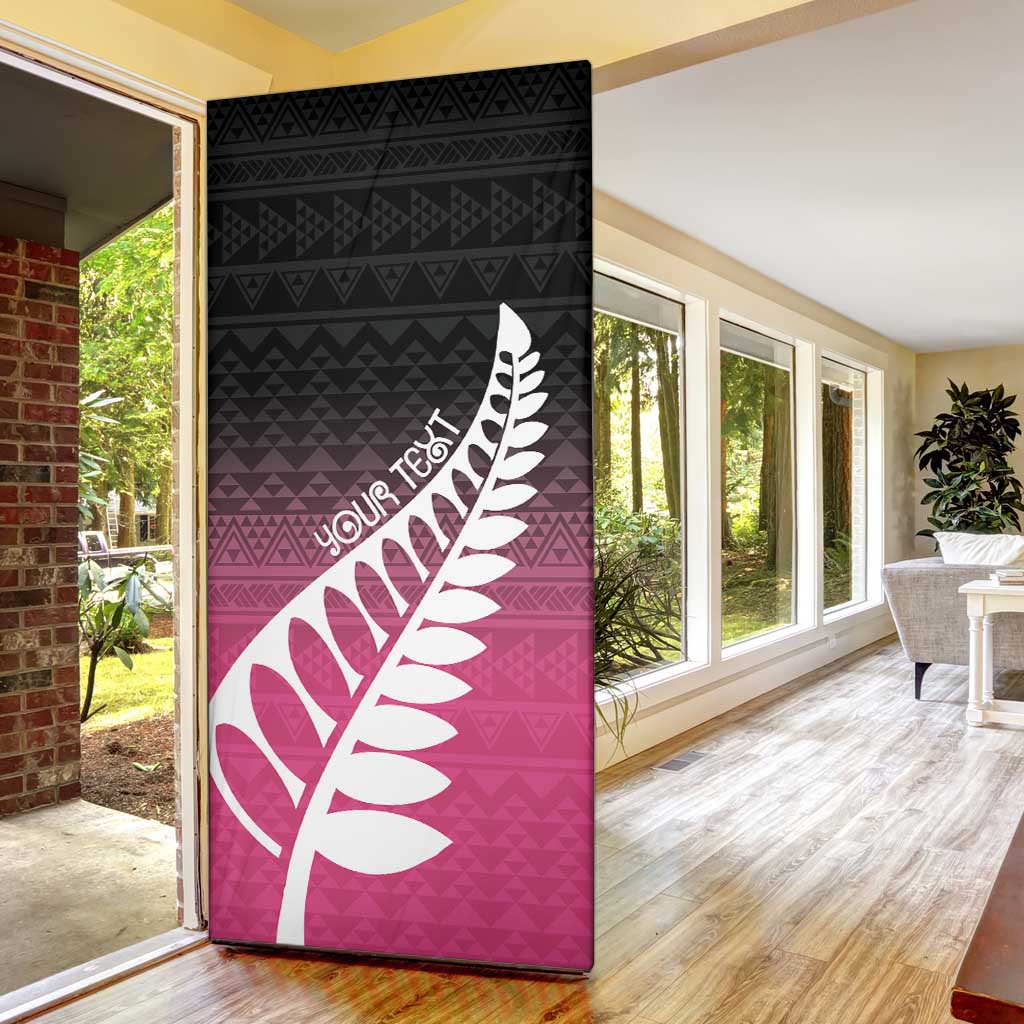 Pink Silver Fern Spirit Taniko Tukutuku Personalised Door Cover - Aussie Hoodie