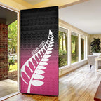 Pink Silver Fern Spirit Taniko Tukutuku Personalised Door Cover - Aussie Hoodie