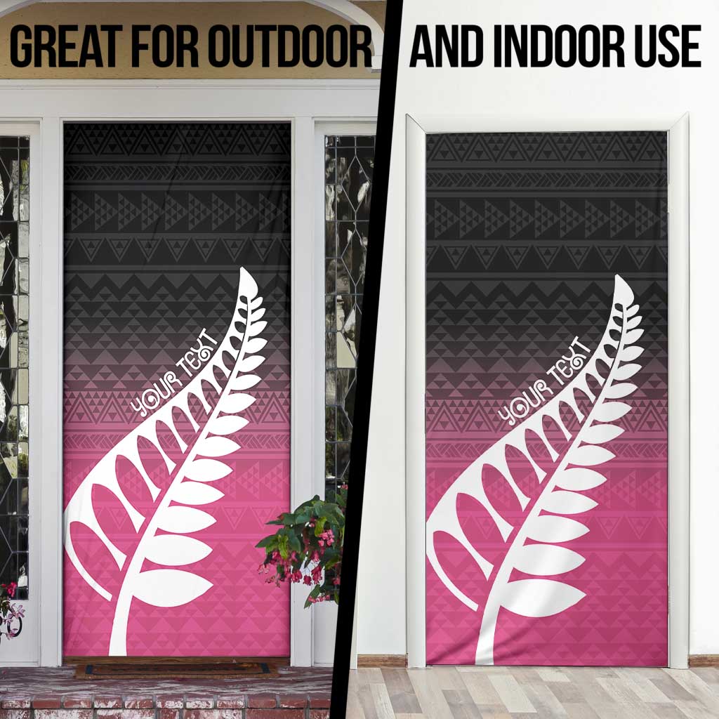Pink Silver Fern Spirit Taniko Tukutuku Personalised Door Cover - Aussie Hoodie