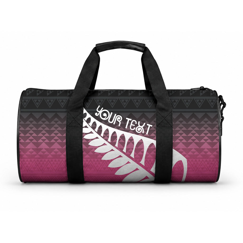 Pink Silver Fern Spirit Taniko Tukutuku Personalised Duffle Bag