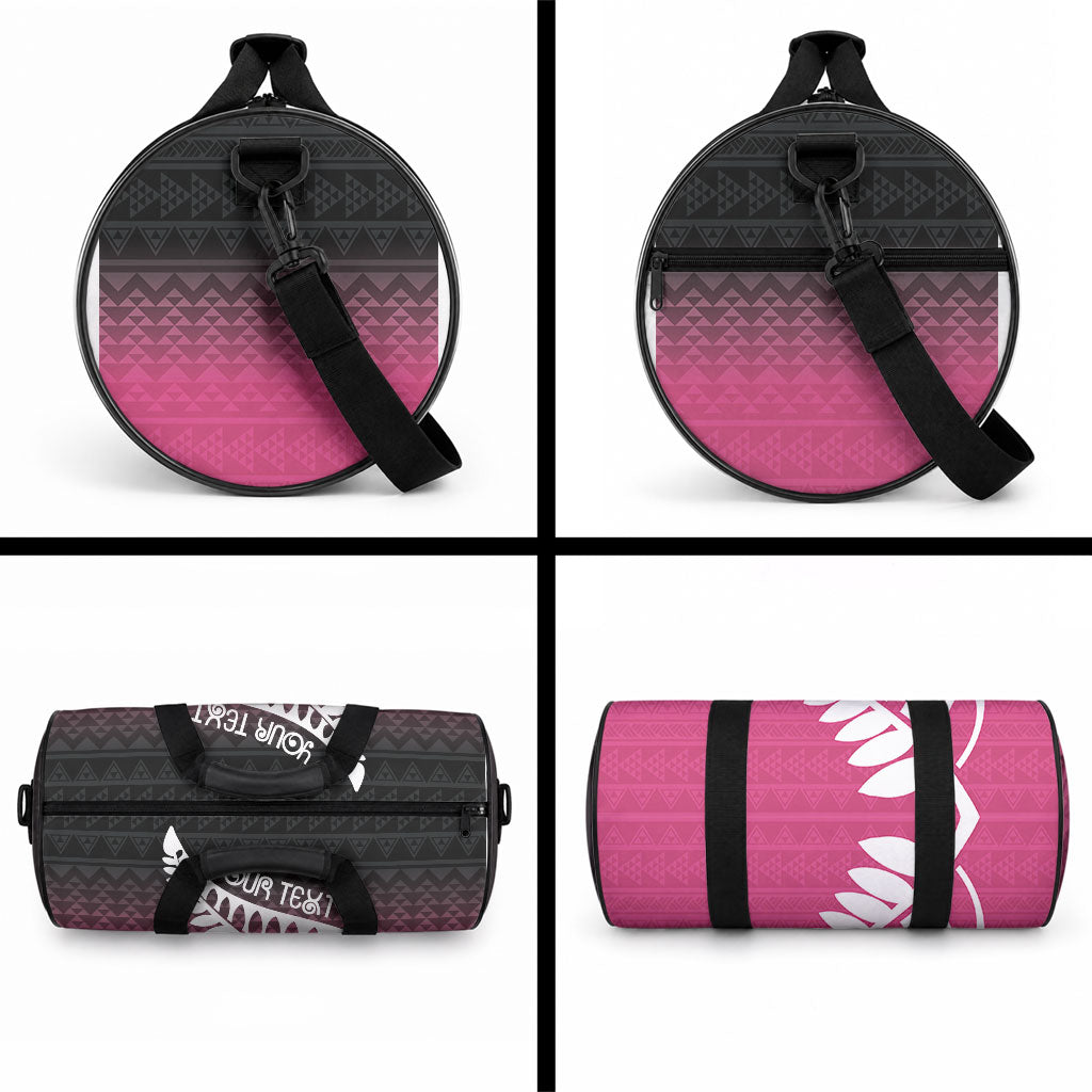 Pink Silver Fern Spirit Taniko Tukutuku Personalised Duffle Bag