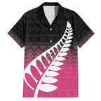Pink Silver Fern Spirit Taniko Tukutuku Personalised Family Matching Long Sleeve Bodycon Dress and Hawaiian Shirt