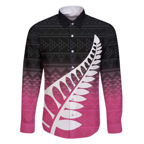 Pink Silver Fern Spirit Taniko Tukutuku Personalised Family Matching Mermaid Dress and Hawaiian Shirt