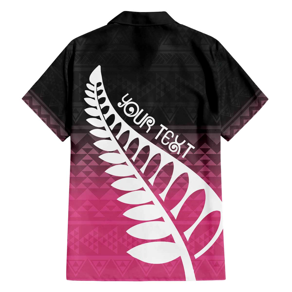 Pink Silver Fern Spirit Taniko Tukutuku Personalised Family Matching Off The Shoulder Long Sleeve Dress and Hawaiian Shirt