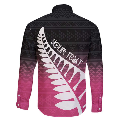 Pink Silver Fern Spirit Taniko Tukutuku Personalised Family Matching Off Shoulder Short Dress and Hawaiian Shirt