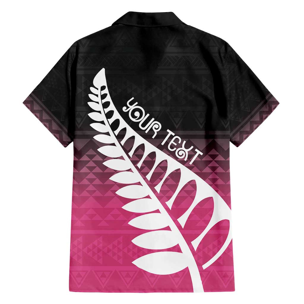 Pink Silver Fern Spirit Taniko Tukutuku Personalised Family Matching Puletasi and Hawaiian Shirt