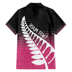 Pink Silver Fern Spirit Taniko Tukutuku Personalised Family Matching Short Sleeve Bodycon Dress and Hawaiian Shirt