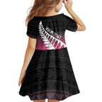 Pink Silver Fern Spirit Taniko Tukutuku Personalised Family Matching Summer Maxi Dress and Hawaiian Shirt