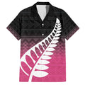 Pink Silver Fern Spirit Taniko Tukutuku Personalised Family Matching Summer Maxi Dress and Hawaiian Shirt