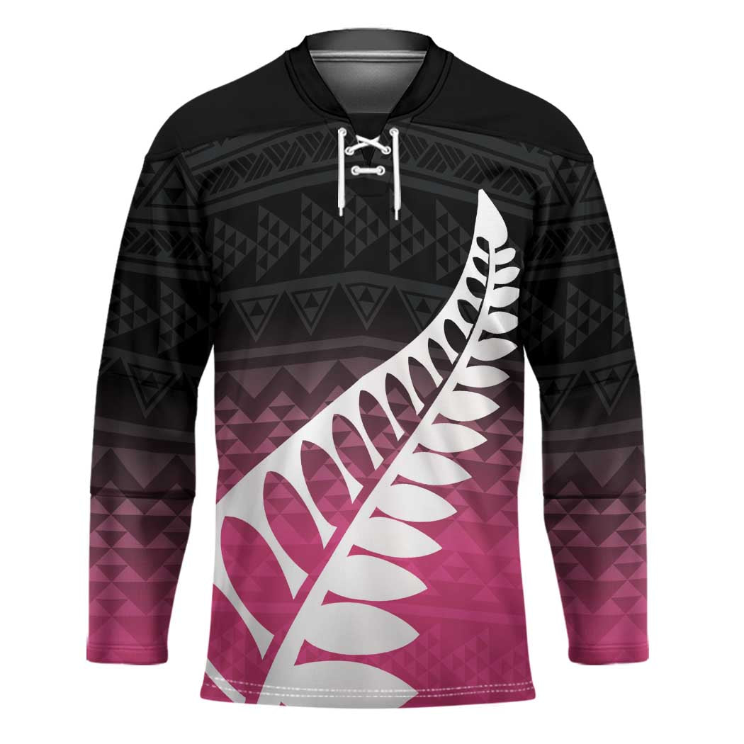 Pink Silver Fern Spirit Taniko Tukutuku Personalised Hockey Jersey - Aussie Hoodie
