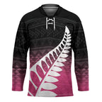 Pink Silver Fern Spirit Taniko Tukutuku Personalised Hockey Jersey - Aussie Hoodie