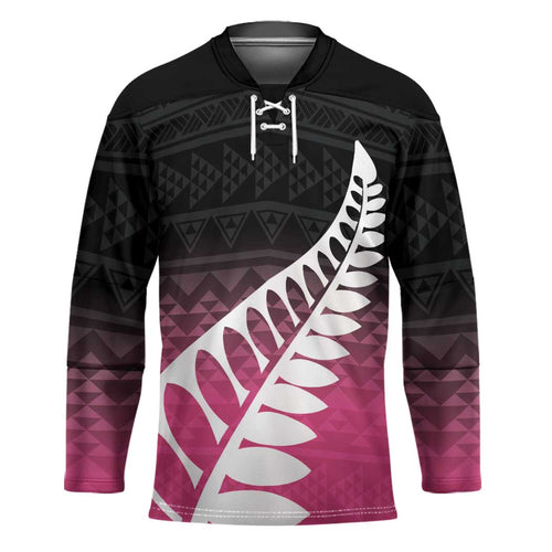 Pink Silver Fern Spirit Taniko Tukutuku Personalised Hockey Jersey - Aussie Hoodie