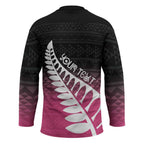Pink Silver Fern Spirit Taniko Tukutuku Personalised Hockey Jersey - Aussie Hoodie