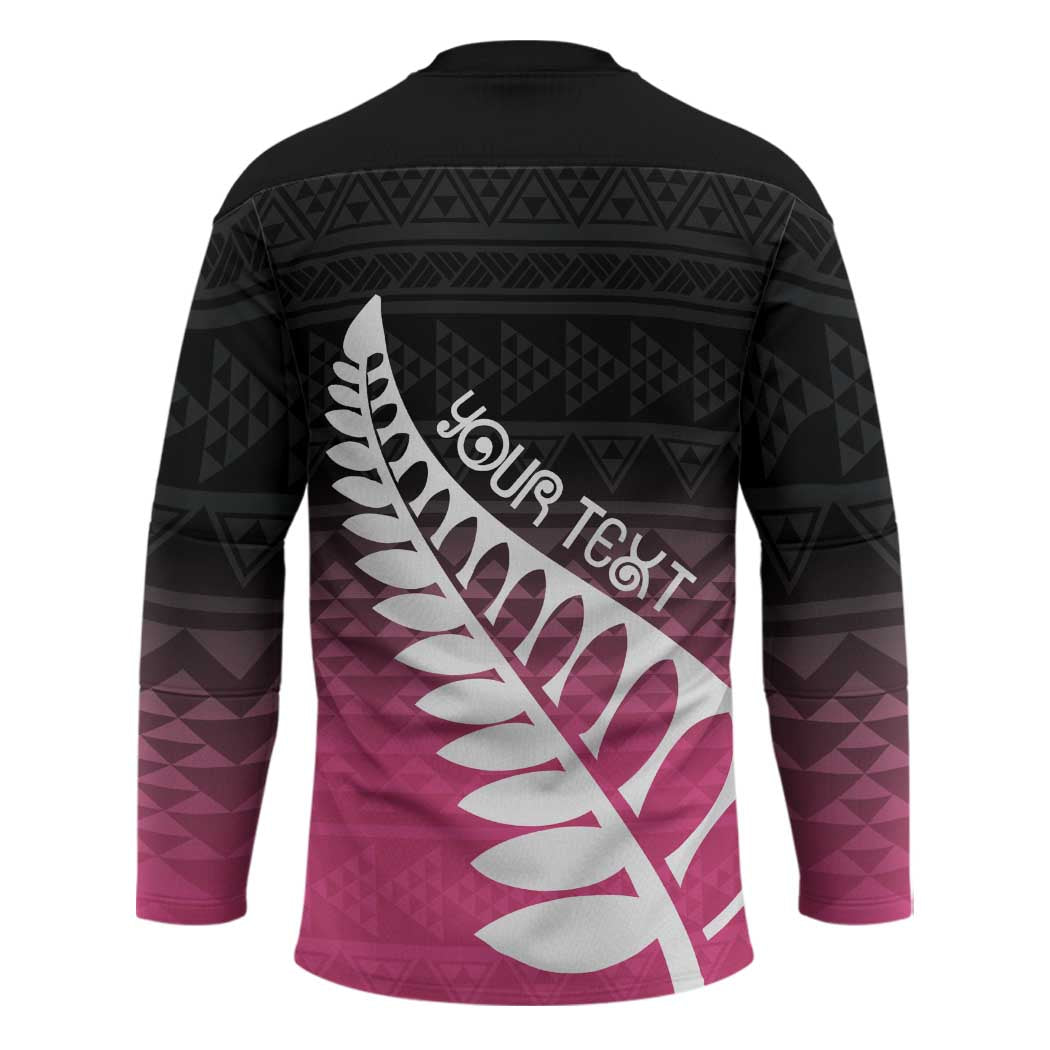 Pink Silver Fern Spirit Taniko Tukutuku Personalised Hockey Jersey - Aussie Hoodie