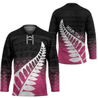 Pink Silver Fern Spirit Taniko Tukutuku Personalised Hockey Jersey - Aussie Hoodie