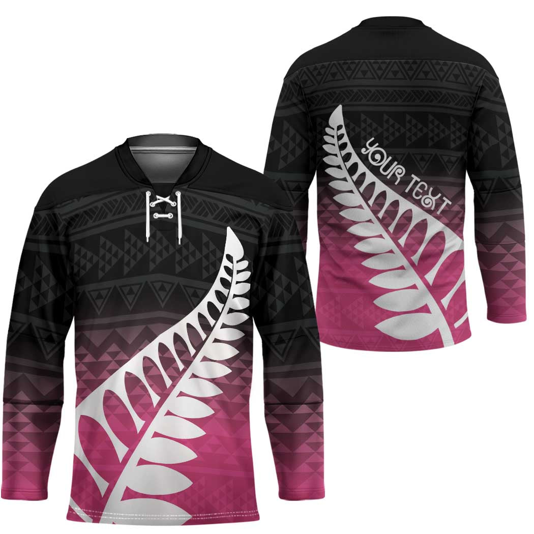 Pink Silver Fern Spirit Taniko Tukutuku Personalised Hockey Jersey - Aussie Hoodie