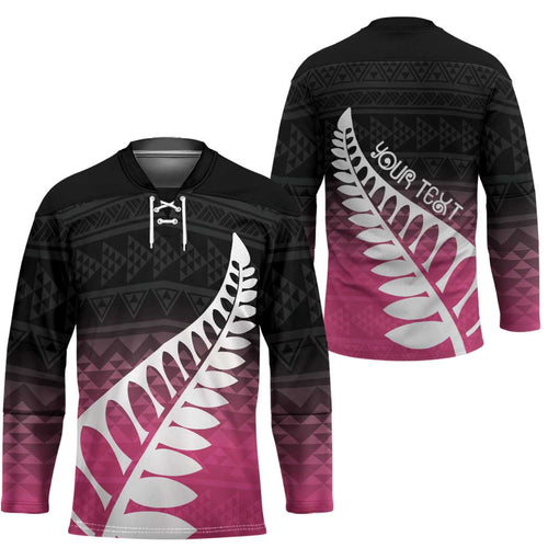 Pink Silver Fern Spirit Taniko Tukutuku Personalised Hockey Jersey - Aussie Hoodie