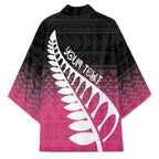 Pink Silver Fern Spirit Taniko Tukutuku Personalised Kimono - Aussie Hoodie