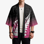 Pink Silver Fern Spirit Taniko Tukutuku Personalised Kimono - Aussie Hoodie