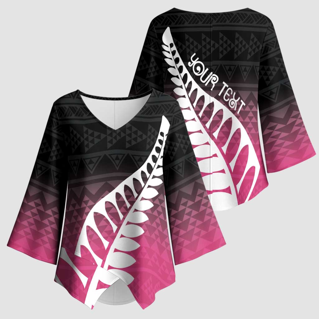 Pink Silver Fern Spirit Taniko Tukutuku Personalised Kimono Sleeve Blouse - Aussie Hoodie