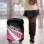 Pink Silver Fern Spirit Taniko Tukutuku Personalised Luggage Cover