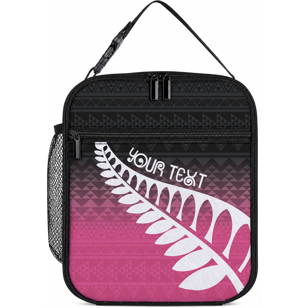 Pink Silver Fern Spirit Taniko Tukutuku Personalised Lunch Bag