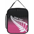 Pink Silver Fern Spirit Taniko Tukutuku Personalised Lunch Bag
