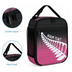 Pink Silver Fern Spirit Taniko Tukutuku Personalised Lunch Bag