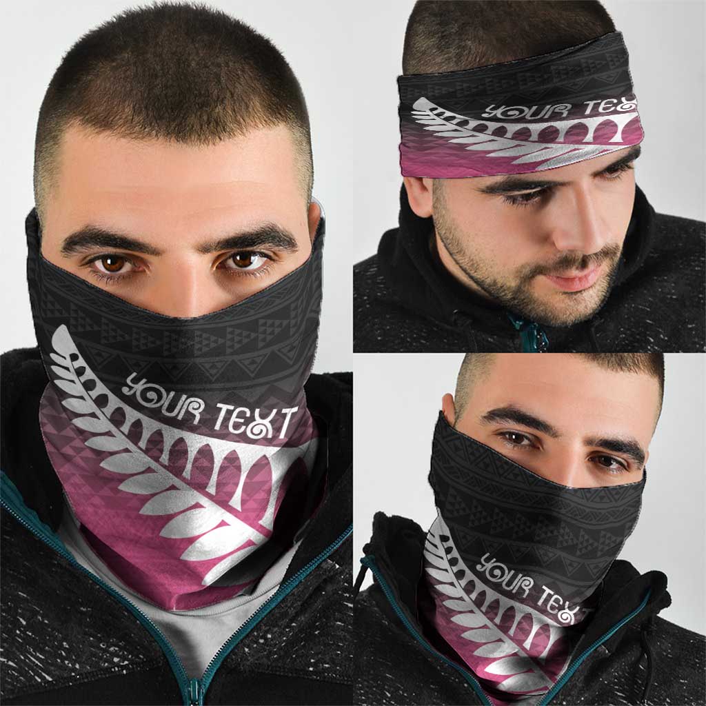 Pink Silver Fern Spirit Taniko Tukutuku Personalised Neck Gaiter - Aussie Hoodie