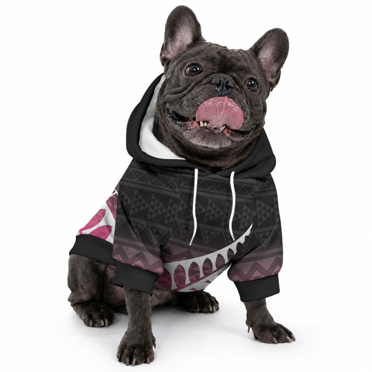 Pink Silver Fern Spirit Taniko Tukutuku Personalised Pet Hoodie