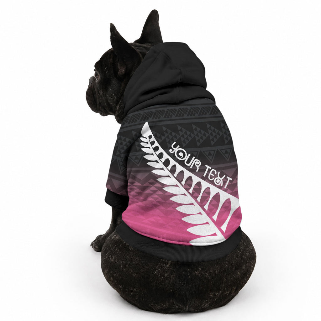 Pink Silver Fern Spirit Taniko Tukutuku Personalised Pet Hoodie