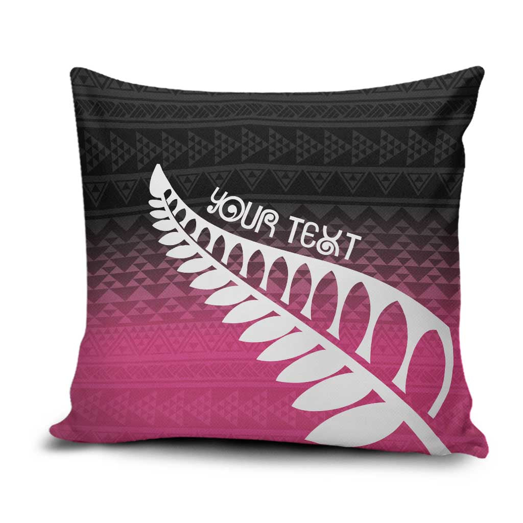 Pink Silver Fern Spirit Taniko Tukutuku Personalised Pillow Cover - Aussie Hoodie
