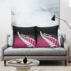 Pink Silver Fern Spirit Taniko Tukutuku Personalised Pillow Cover - Aussie Hoodie
