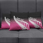 Pink Silver Fern Spirit Taniko Tukutuku Personalised Pillow Cover - Aussie Hoodie