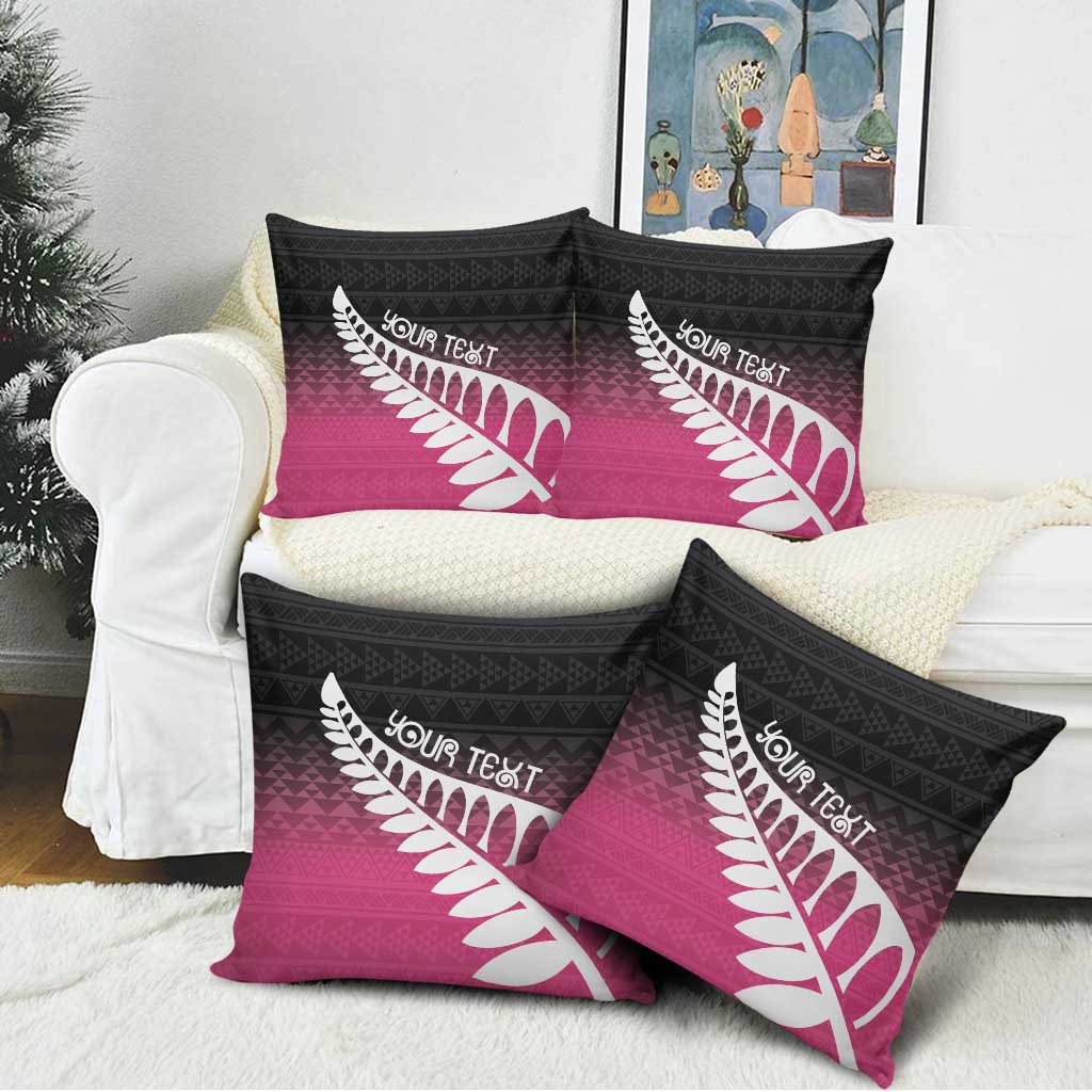 Pink Silver Fern Spirit Taniko Tukutuku Personalised Pillow Cover - Aussie Hoodie