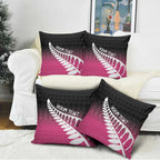 Pink Silver Fern Spirit Taniko Tukutuku Personalised Pillow Cover - Aussie Hoodie