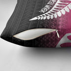 Pink Silver Fern Spirit Taniko Tukutuku Personalised Pillow Cover - Aussie Hoodie
