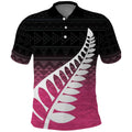Pink Silver Fern Spirit Taniko Tukutuku Personalised Polo Shirt