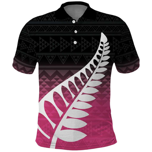 Pink Silver Fern Spirit Taniko Tukutuku Personalised Polo Shirt