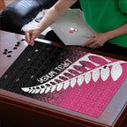 Pink Silver Fern Spirit Taniko Tukutuku Personalised Puzzle - Aussie Hoodie